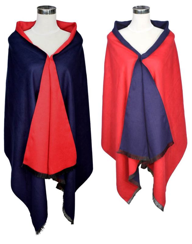 Shawl Scarf 70% Viscos 30% PES Flannel fleecy 195X65cm Melange Jacquard Uni-Color ST-VP-CDF-1505B Red Navy